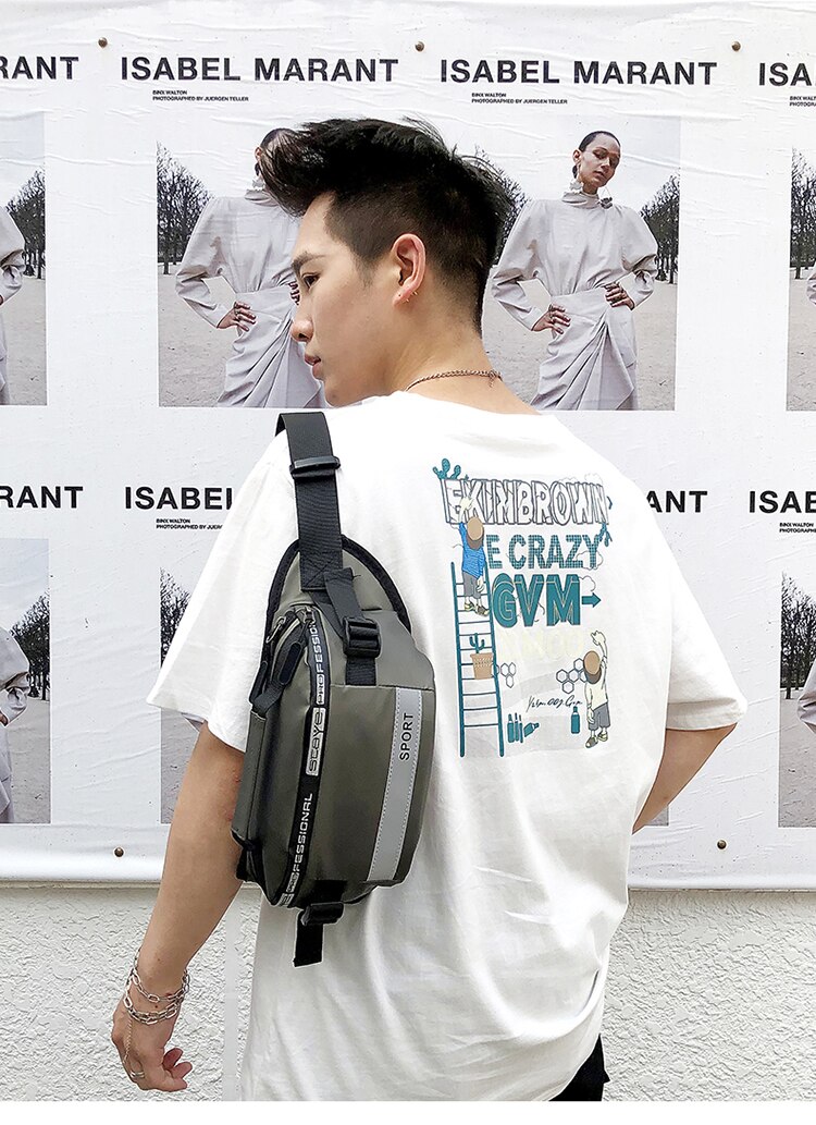 Heren usb-oplaadbare nylon crossbody tas heren anti-diefstal borsttas zomer korte reis koerierstas waterafstotende schoudertas