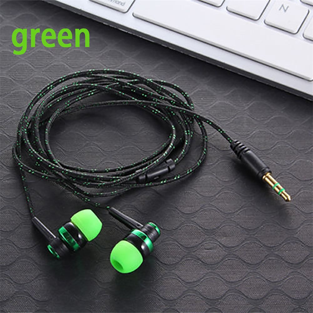 1Pc 35mm uniwersalny przewodowy In-ear słuchawki Stereo Nylon splot kabel do słuchawek zestaw słuchawkowy z mikrofonem do smartfona Laptop: green