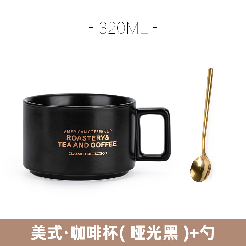 Black Luxury Ceramic Coffee Cup and Saucer Set Bone China Dinnerware Coffee Cup Sets Vaso Para Cafe Mug BD50CS
