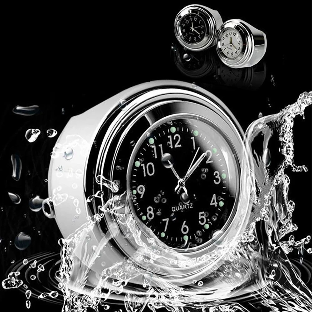 Reloj para manillar de motocicleta de 22-25mm, reloj de cuarzo de aluminio, reloj para manillar resistente al agua, accesorios para bicicleta y Moto
