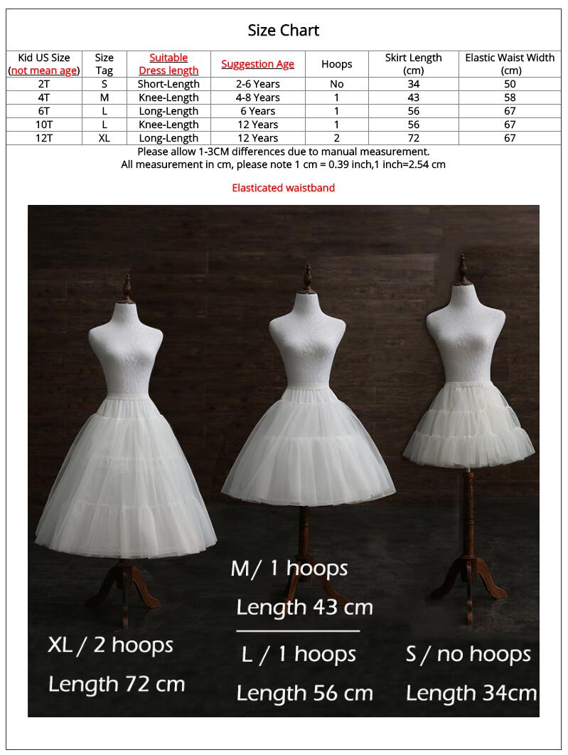 Falda blanca para niñas, enagua para vestido Formal de , vestido de flores para niña, debajo de la falda con aros, falda hinchada para niños