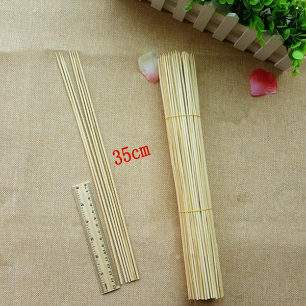 50 stk 15 ~ 40cm 3mm bambus engangs træbbq festspyd naturlige bambuspinde kødmad grillpinde tilbehør: 35cm