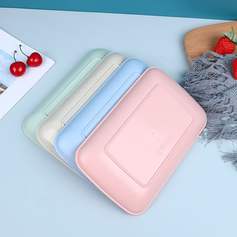 4 pezzi piatto di paglia di grano piatto rettangolare creativo stile nordico piatto di verzura ristorante casa spuntino piatto di frutta: 4 colori / 24.5cm