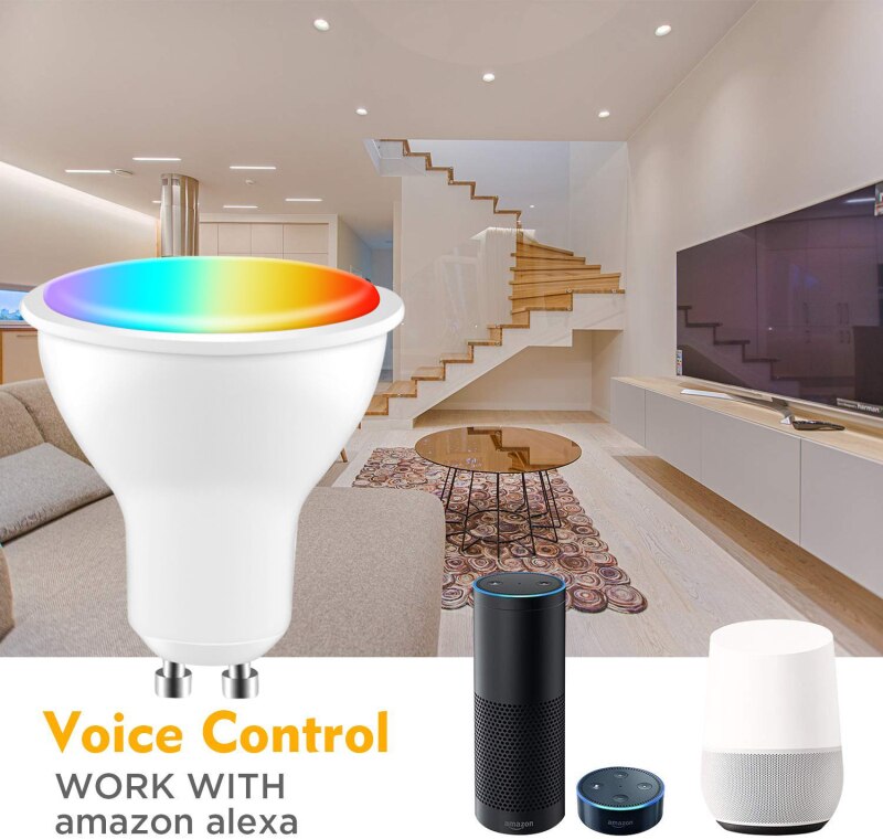 Tuya Wifi Slimme Lamp GU10 Led Lamp 4W Smart Light Kleurrijke Led Spotlight App Controle Rgb Lamp Werk met Alexa Google Thuis