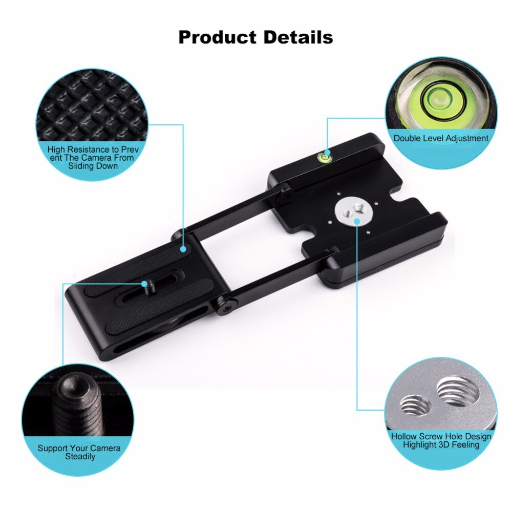 Z Flex Tilt Head DSLR soporte plegable de aleación de aluminio soporte de cámara Placa de trípode de liberación rápida y nivel para Canon