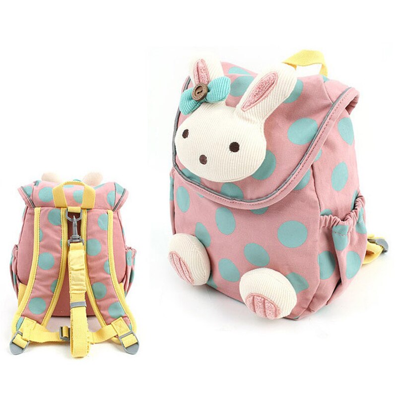 Mochila escolar de estilo Animal para niños y niñas, bonita mochila de felpa de conejo 3d con cordón, bolso escolar para guardería,