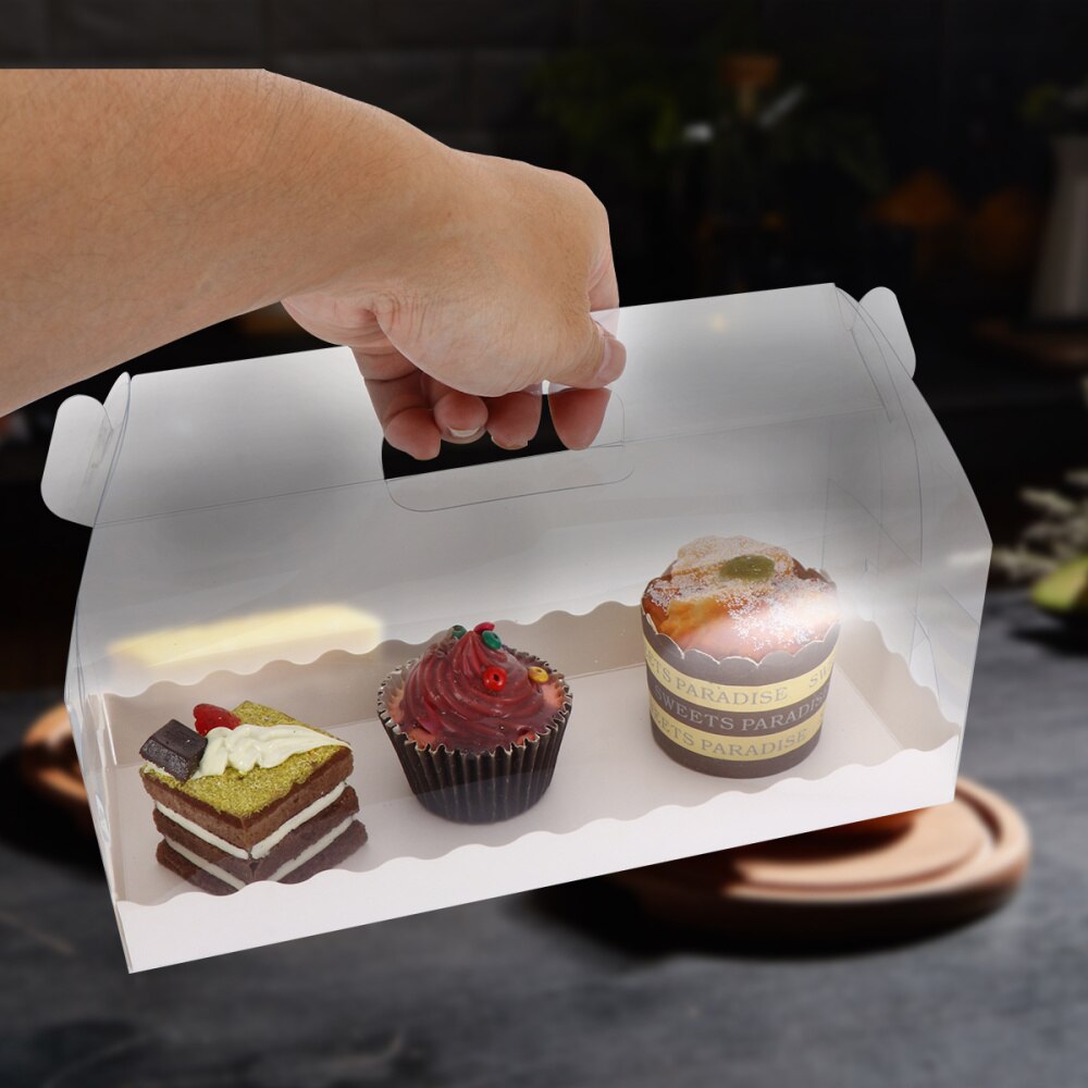 6Pcs Cake Box Transparent Dessert Box Paper Cake Container Cake Wrapping Box