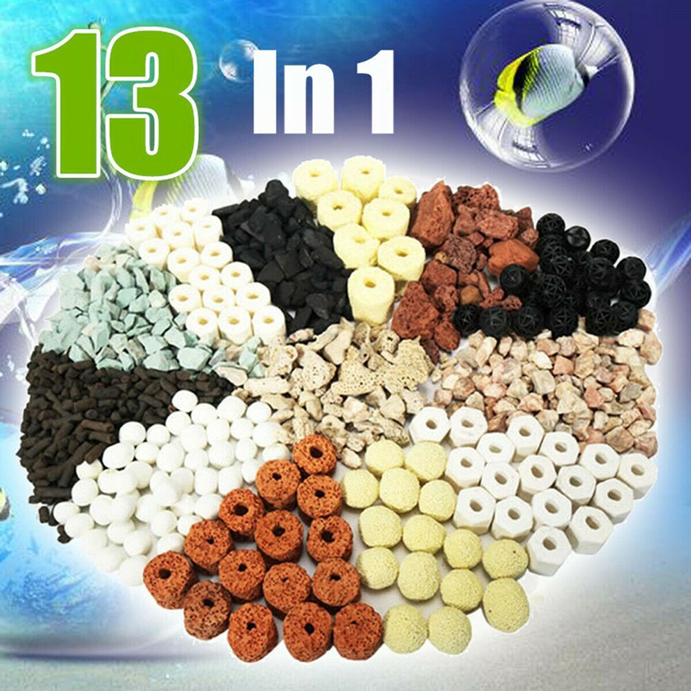 500G Aquarium Aquarium Filter Media Keramische Ringen Actieve Kool Bio Ballen Clear Waterzuivering Met Filter Netto Zak