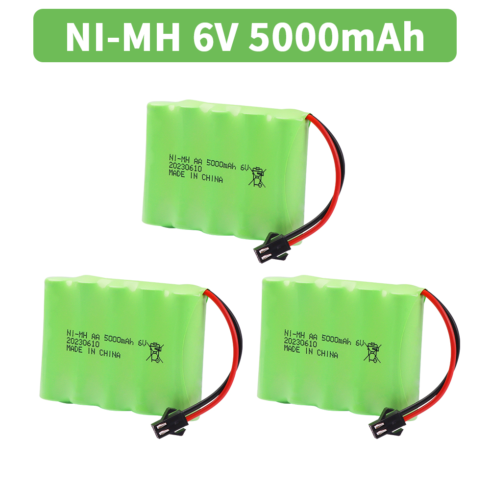 6V 5000mAh NiMH-Akku mit USB-Ladegerät für Rc-Spielzeug, Autos, Tankwagen, Roboter, Waffen, Boote, AA Ni-MH, 6V-Akku: Grau
