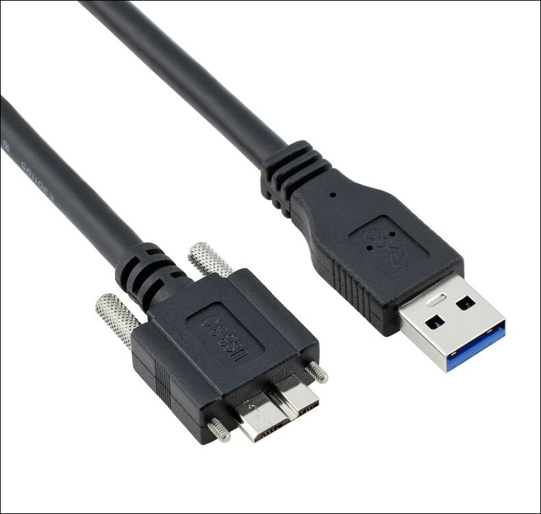 2m/3m USB 3.0 A/M to Micro B/M with Dual Screw Locking Cable SuperSpeed Supported, USB3 Vision Camera Compatible