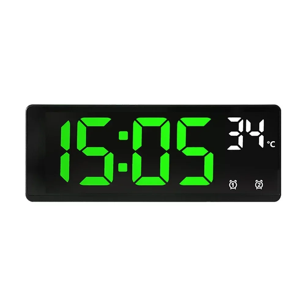 Reloj despertador LED inteligente activado por voz con alarmas duales, modo nocturno y pantalla de temperatura para dormitorio o escritorio: Azul