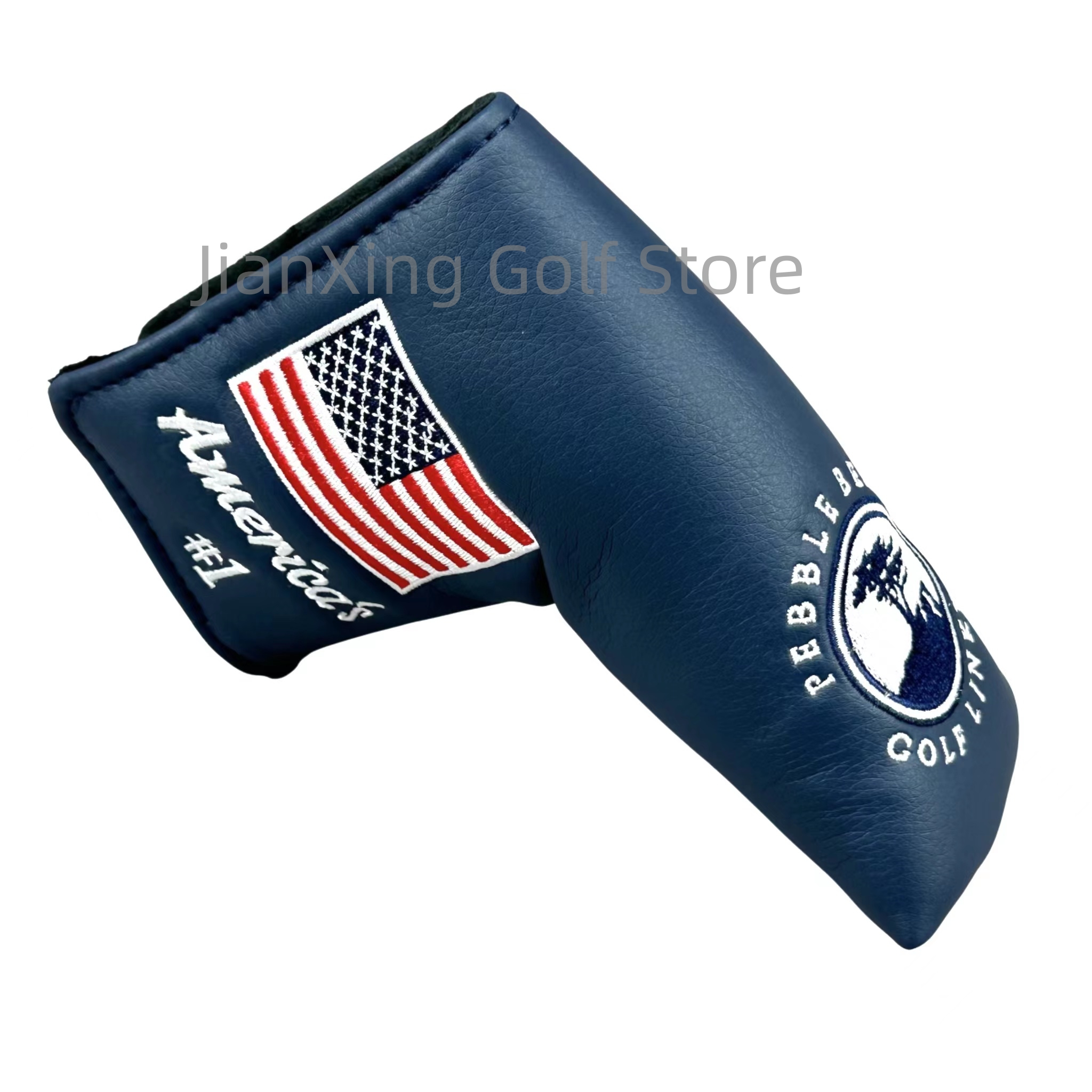 Golf Putter Cover Pu Leather Sluiting Grenen Patroon Golf Club Cover Blade Putter Cover Protector: Licht Geel