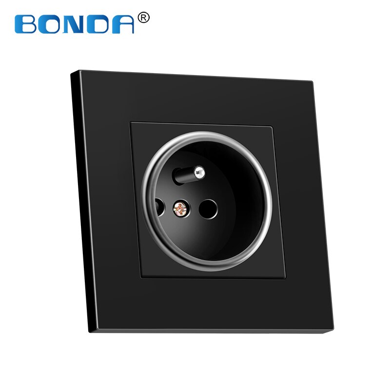 Eu Stopcontact, franse Standaard Wit Zwart Goud Crystal Glass Panel Ac 110- 250V 16A Stopcontact 16A 2100ma Fabrikant: French black plastic
