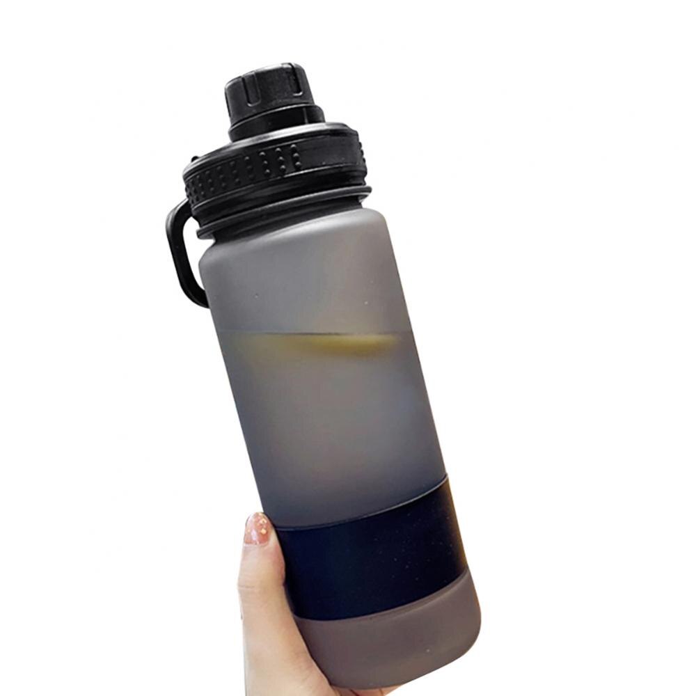 700/900Ml Draagbare Outdoor Sport Reizen Matte Water Fles Met Telefoon Houder Lekvrij Drinken Waterkoker Wandelen: Black 700ML