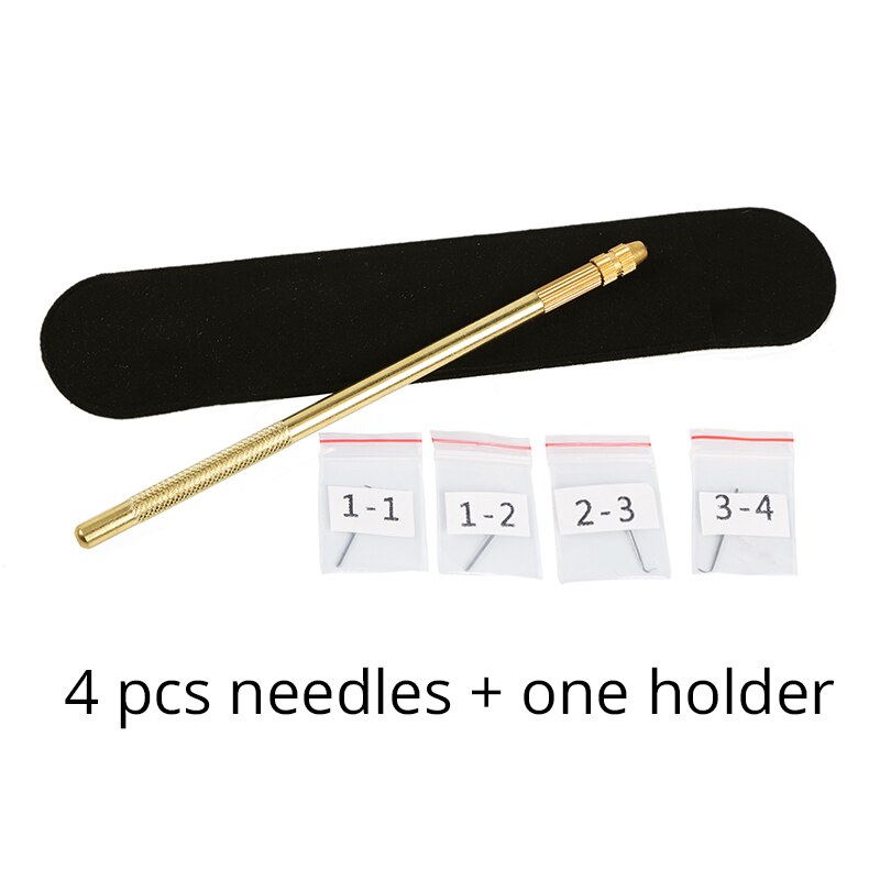 Plussign tysk ventilerende nål 4 stk med en holder til blondeparyk laver første klassiske pakke til sorte kvinder: 4 stk nåle 1 holder