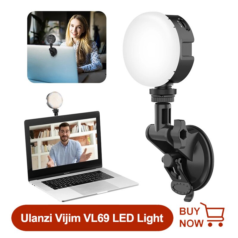 Ulanzi VIJIM VL69 Soft light 2500K-6500k Adjustable Led Video Light with Suction Cup Diffuser Online Meeting Laptop Light Kit