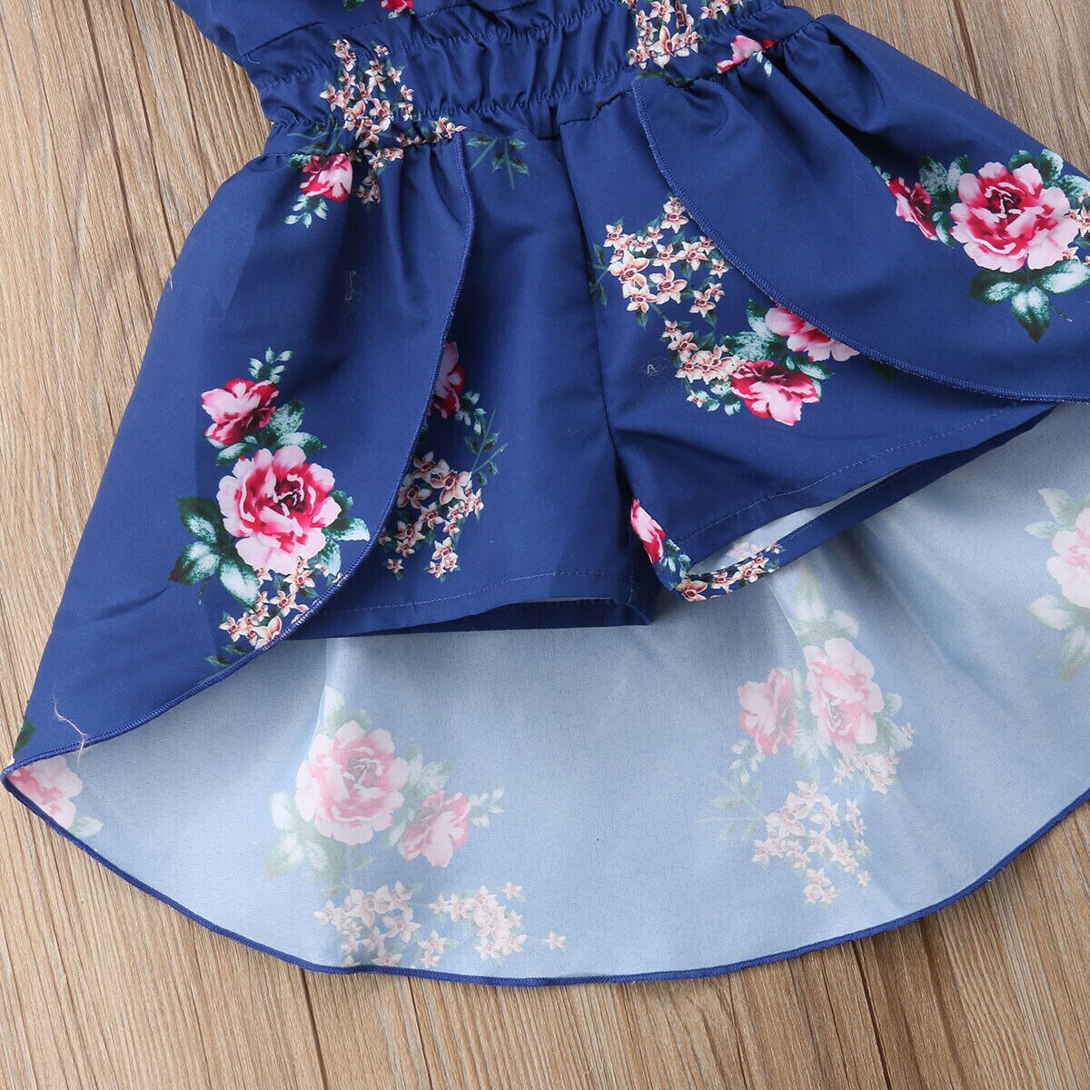 Toddler Kid Baby Girls Pretty Romper Dress Ruffles Sleeve Off Shoulder Flowers Print Jumpsuits Dress