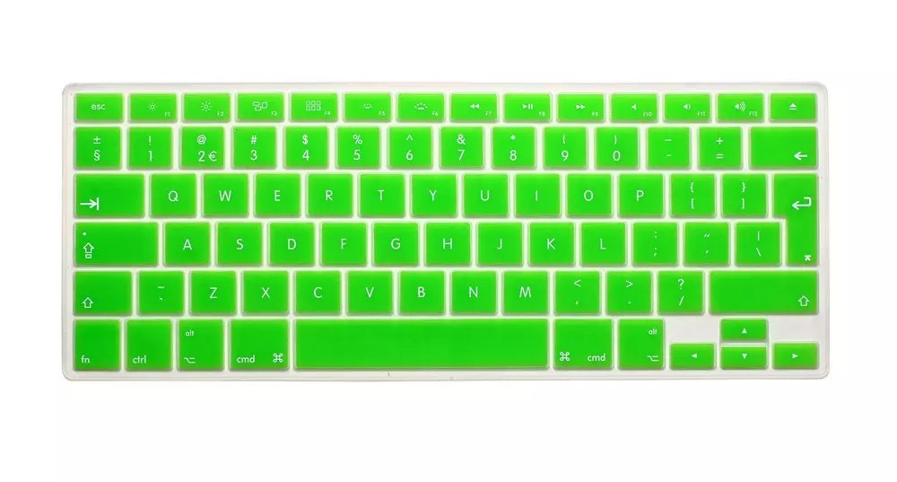 Eu/dk engelsk tastatur farve engelsk bogstavtastatur cover hudbeskytter til apple macbook air pro retina 13 15 17 til mac air: Grøn