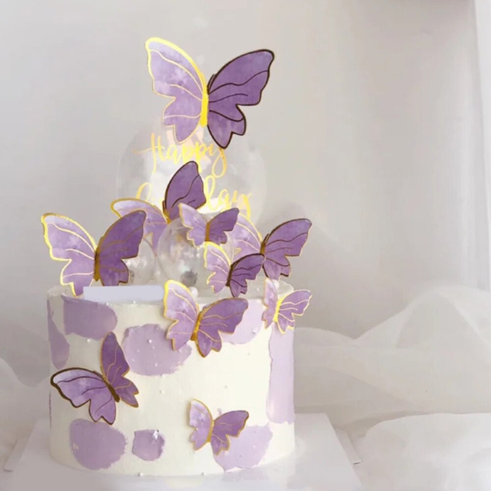 Schmetterling Kuchen Gekrönt Glücklich Geburtstag Kuchen Dekorieren Lieferungen für Baby Dusche Hochzeit Geburtstag Party Dekorationen