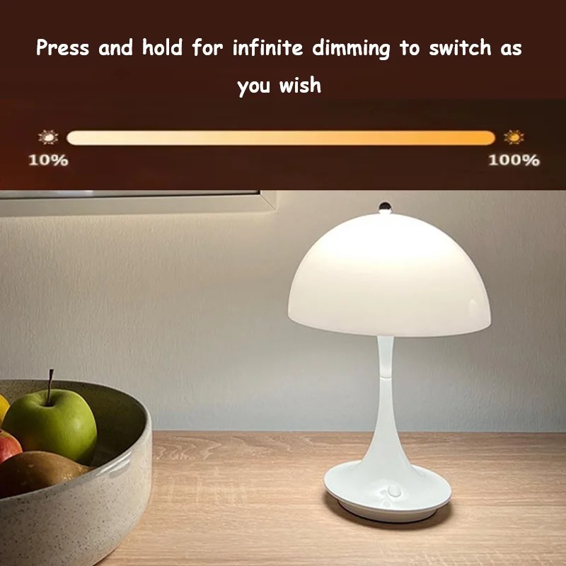 Paddestoel Tafellamp USB Oplaadbaar Touch 3-kleuren Verstelbare temperaturen Kamer Thuis Kerst Decor Bureaulampen