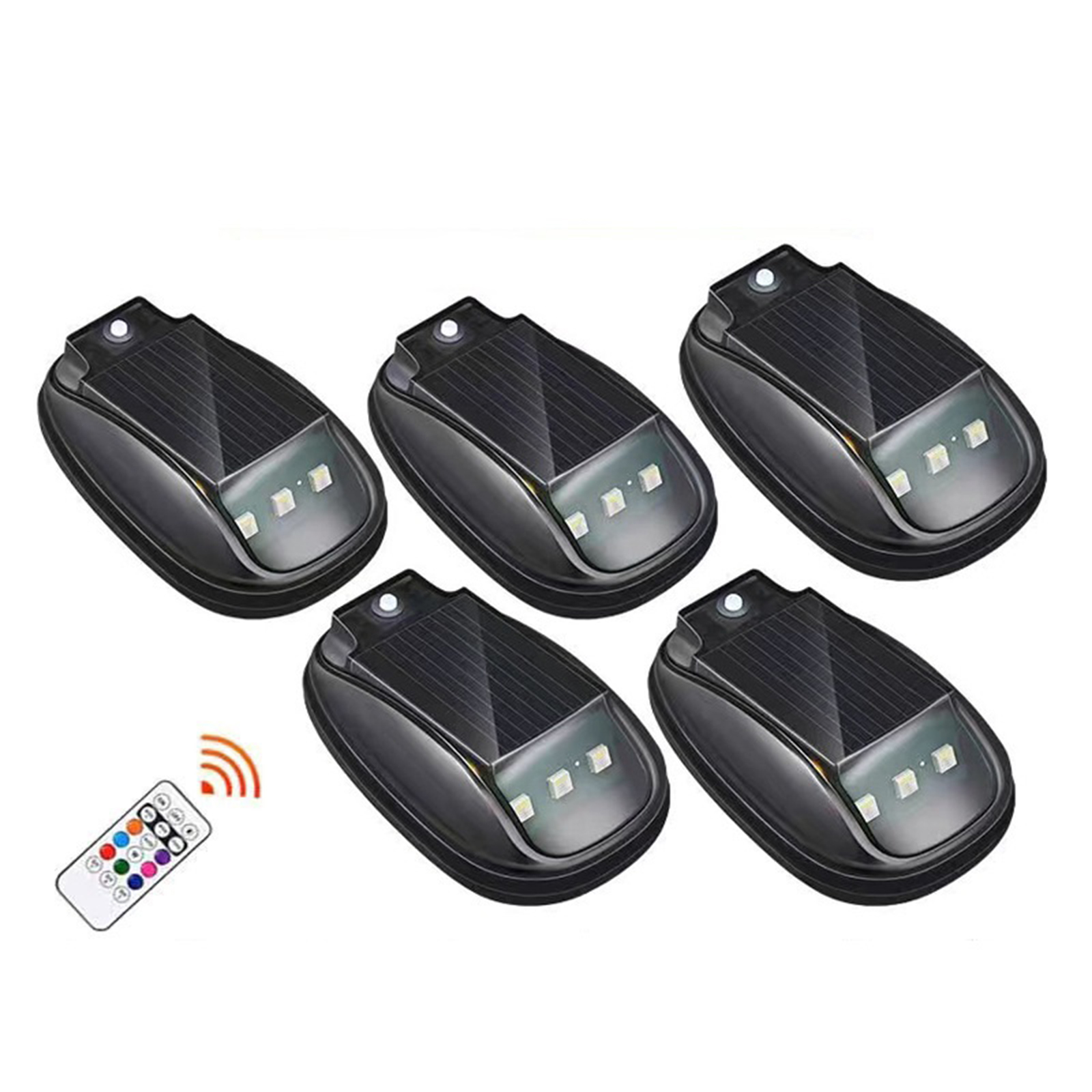 Autodakverlichting op zonne-energie met draadloze, op afstand bedienbare knipperlichten (rgb), stroboscoop op zonne-energie voor autodecoratie.: 4300k witte gele