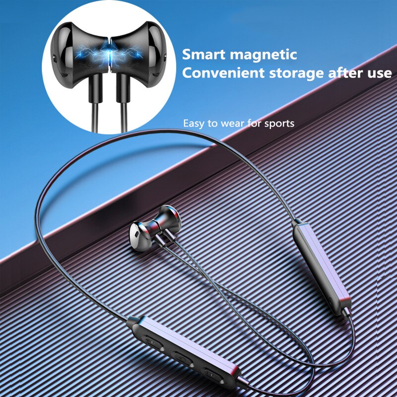 Magnetic Earphone Bluetooth Stereo Sports Headset Magnetic Wireless Earphone Neck Hanging Runing Headset Waterproof