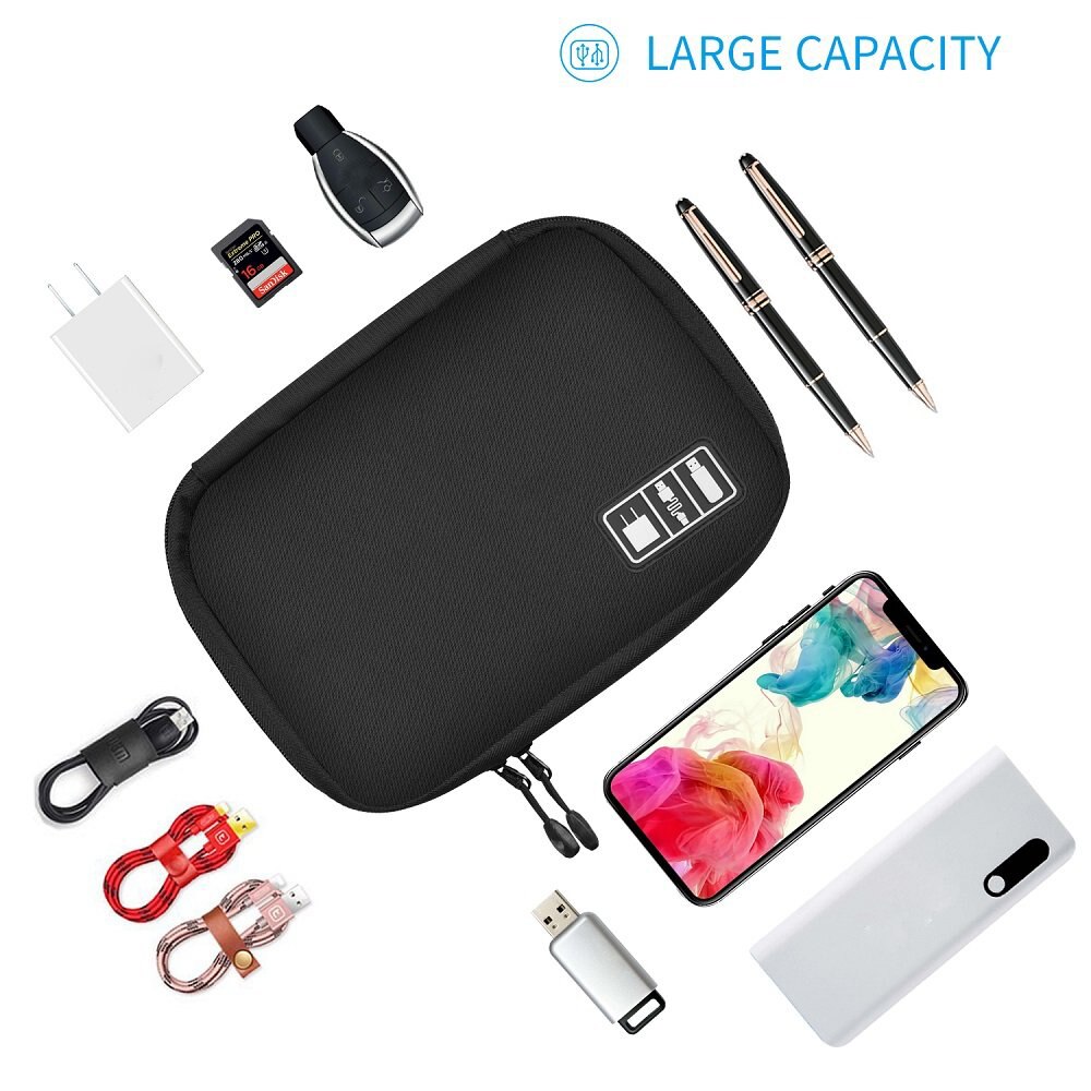 Ascromy reis-elektronica organizer tas voor oordopjes, oplader, kabelopwinder, flashdrive, harde schijf, sd-kaart, powerbank