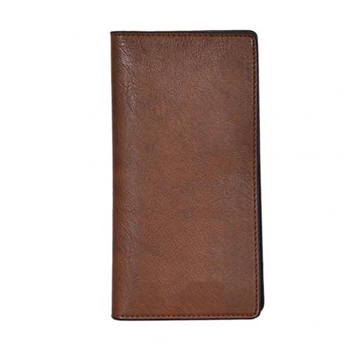 Effen Kleur Mode Mannen Multi-Slot Faux Leather Bifold Clutch Purse Lange Wallet: Light Brown