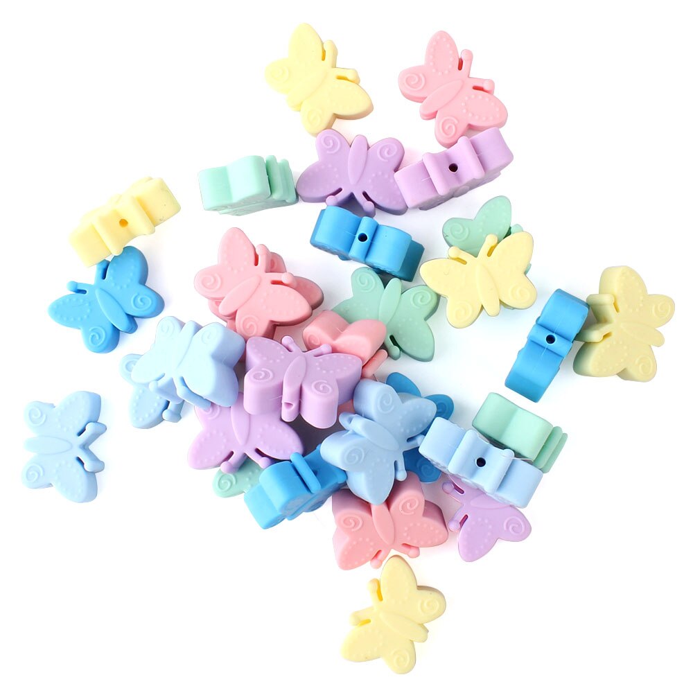 Keep&grow 10Pcs Silicone Beads Butterfly Teething Beads For Jewelry DIY Making Bead BPA Free Silicone Baby Teething Necklace Toy