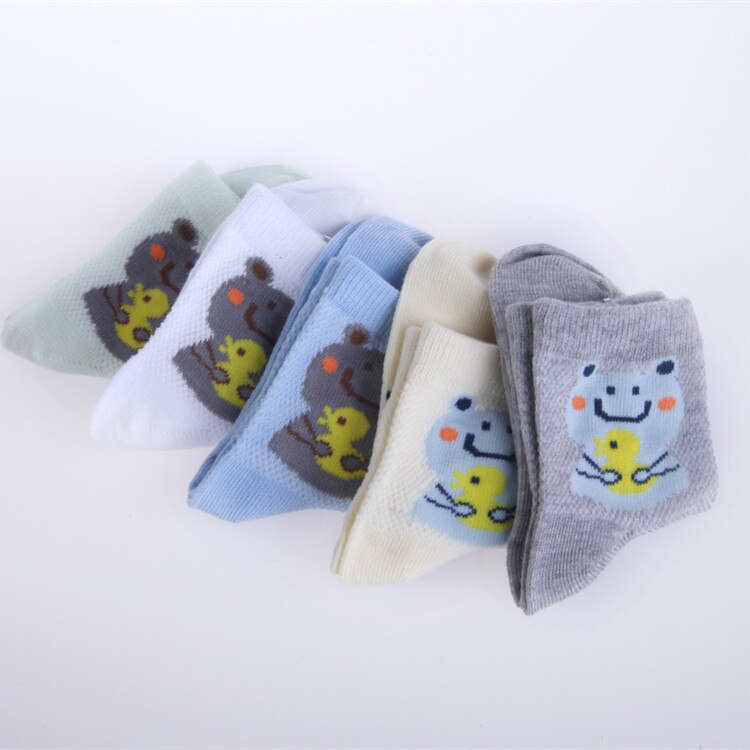 5 Paare / viel neue freundlicher socken Baby socken Fischnetz atmungsaktive frosch aufbringen Jungen und mädchen socken