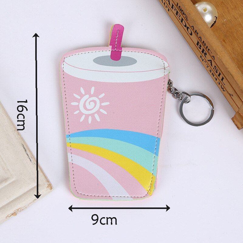 , monedero Kawaii monedero de cuero de PU para mujer, para niños, monedero con de helado: C