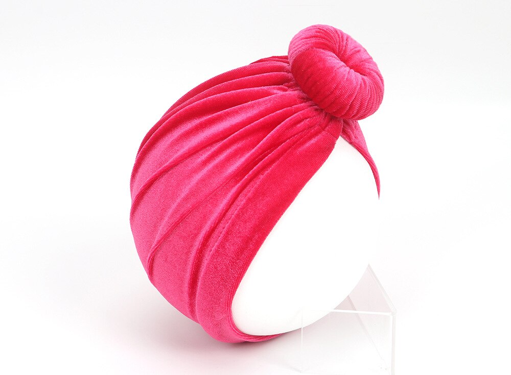 Nyfödd sammetsnäckor hatt stora munkar flickor mössa sammet indisk hatt bebis keps fotografi rekvisita turban hatt babytillbehör: 7 hetrosa
