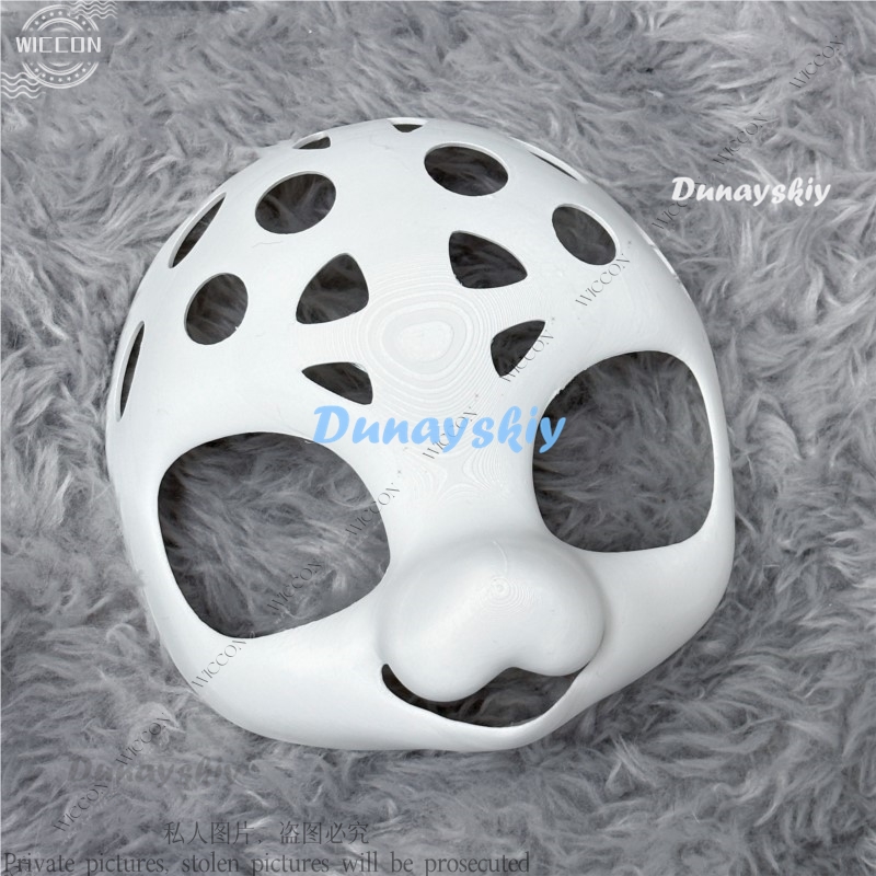 Peludo japonês felino adorável animal canino com crânio cabeça de animal rosto frontal diy acessórios fursuit festa de halloween mulher homem: Bege