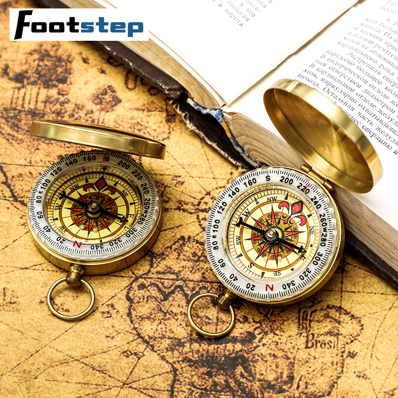 Camping Hiking Pocket Brass Golden Compass Portable Compass Navigation for Outdoor Activities
