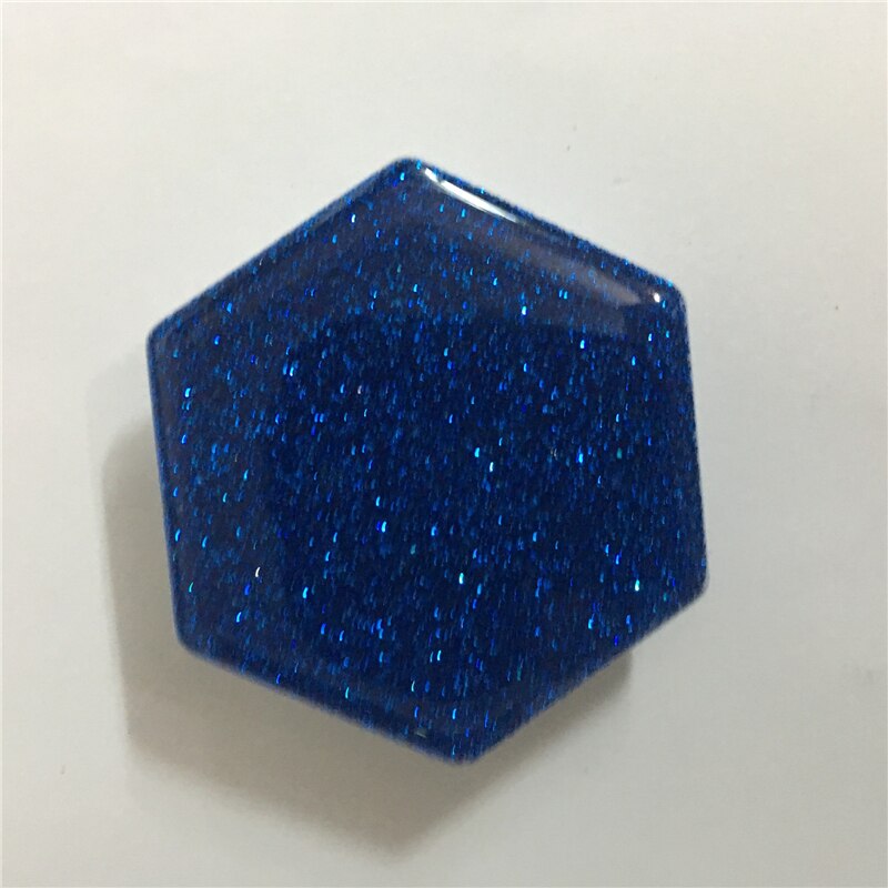 1piece Hexagon Glitter epoxy glue material mobile phone folding stretch air bag bracket finger ring Phone Holder Balloon support: blue