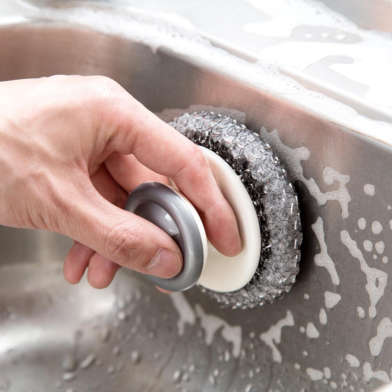 OTHERHOUSE Steel Wool with Handle Kitchen Cleaning Brush Scrubbers Wire Wash Steel Ball Pan Pot Bowl Dish Brush Cleaning Tools