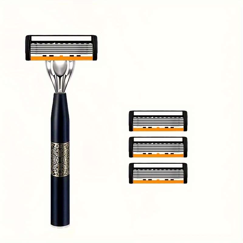 Maquinilla de afeitar clásica de seguridad de 6 capas para afeitado para hombres y depilación para mujeres, cuchillas de afeitar, afeitadora Manual: Oro