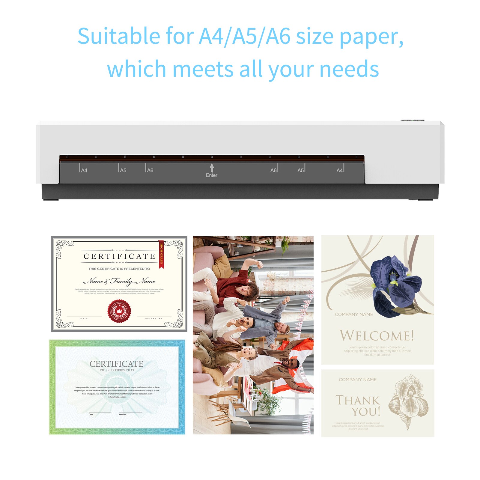 Desktop Laminator Machine Set and Cold Lamination 2 Roller System 9 inches Max Width Suitabe for A4/A5/A6 Laminating Pouches