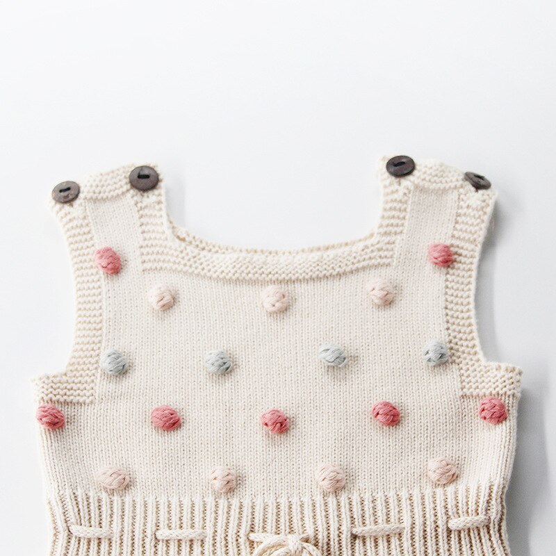 Stijl Handgemaakte Gekleurde Haar Bal Baby Meisjes Jongens Baby Gebreide Wol Jumpsuit Zak Scheet Een-Stukken Trui bodysuits