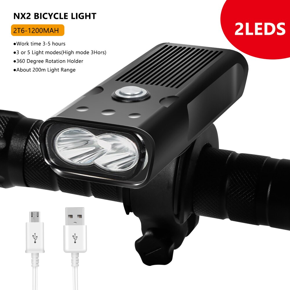 Trlife tehokas 6 t 6 polkupyörän valo usb ladattava 5000 lumenia kirkkain pyörän valo mtb taskulamppu etulamppu virtapankina: 2 t 6 5 tuntia