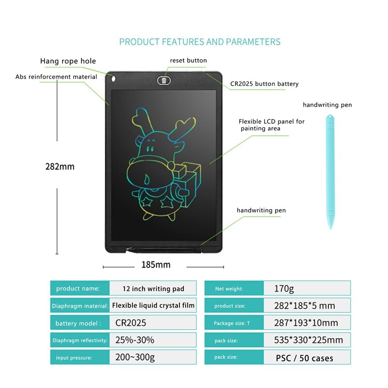 12Inch Electronic Drawing Board LCD Screen Writing Tablet Digital Graphic Drawing Tablets Electronic Handwriting Pad