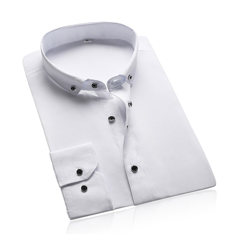 White Dress Shirts Men Long Sleeve Casual White Formal Shirt Men Slim Fit Wedding Shirt Male Clothing Tops