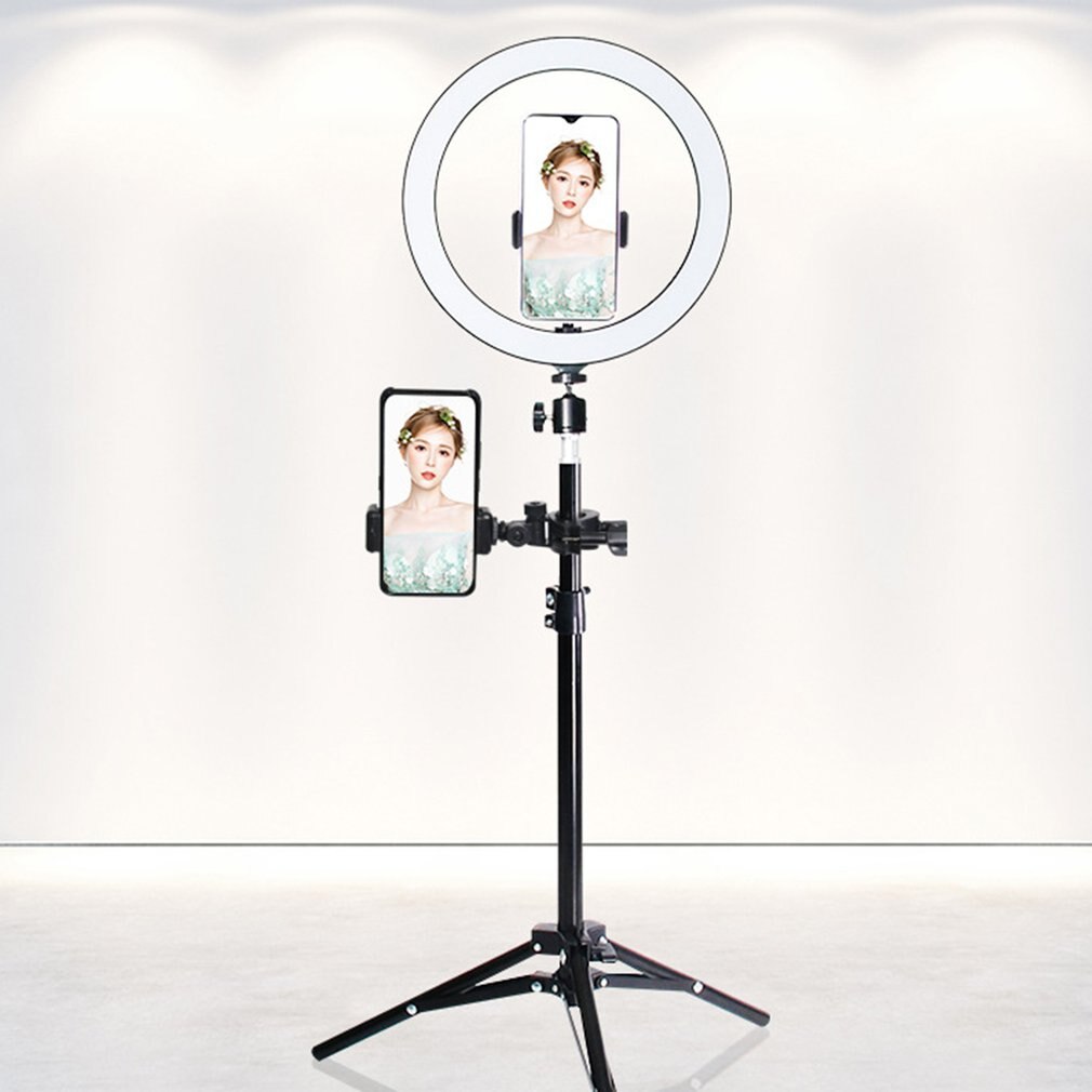 10 Inch Platte Ring Licht Selfie Schoonheid Fotografie Mobiele Telefoon Live Licht Drie Kleurtemperatuur Led Licht Invullen: light head tube hold