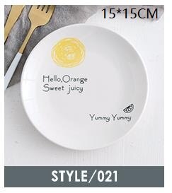 Ceramic Cactus Bread Plates Round Flamingo Western Steak Dish Heat-resistant Salad Dessert Tray Kitchen Serving Platter Dinner: Light yellow orange