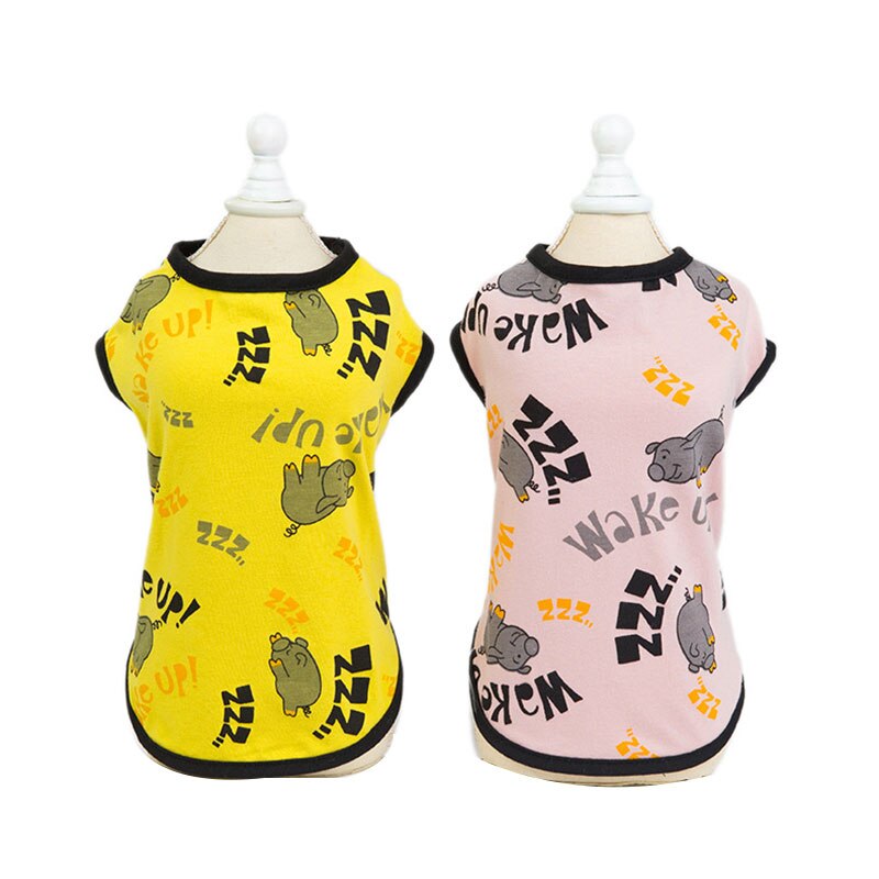 Sommer hundetøj bomuldsgris printede veste til hund pink gul farver s-xxl størrelser cool sommer kæledyr tøj