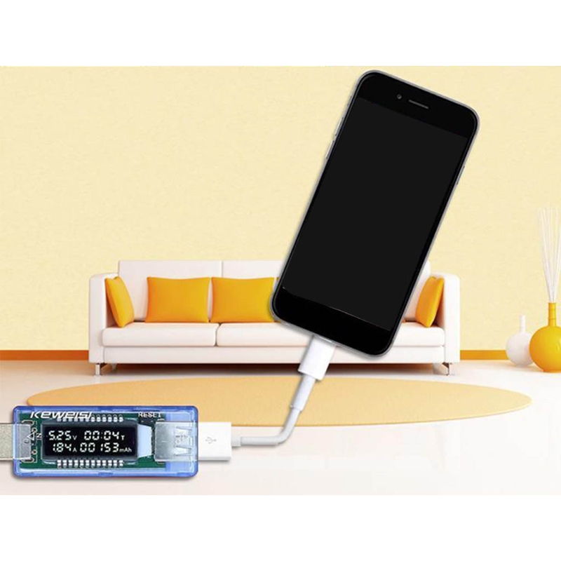 USB Type C Voltmeter & Current Meter - 1.44" Color LCD, Measures 0-3A, Black Plastic Housing