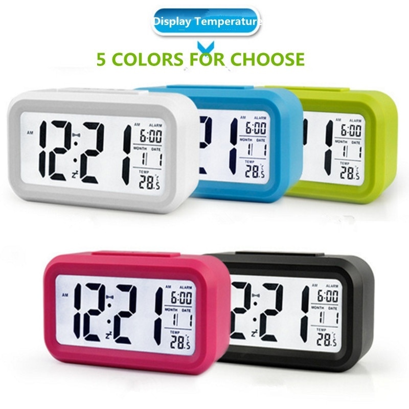 Alarm Clocks Lazy Snooze Alarm Clock Mute Backlit Electronic Clock Temperature Display Digital Clocks Home Decor