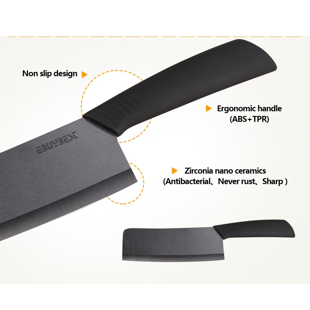 Couteaux en céramique couteau de Chef 6.5 pouce lame noire fruits légumes viande couteaux de cuisine couteau en céramique pour outils de cuisine