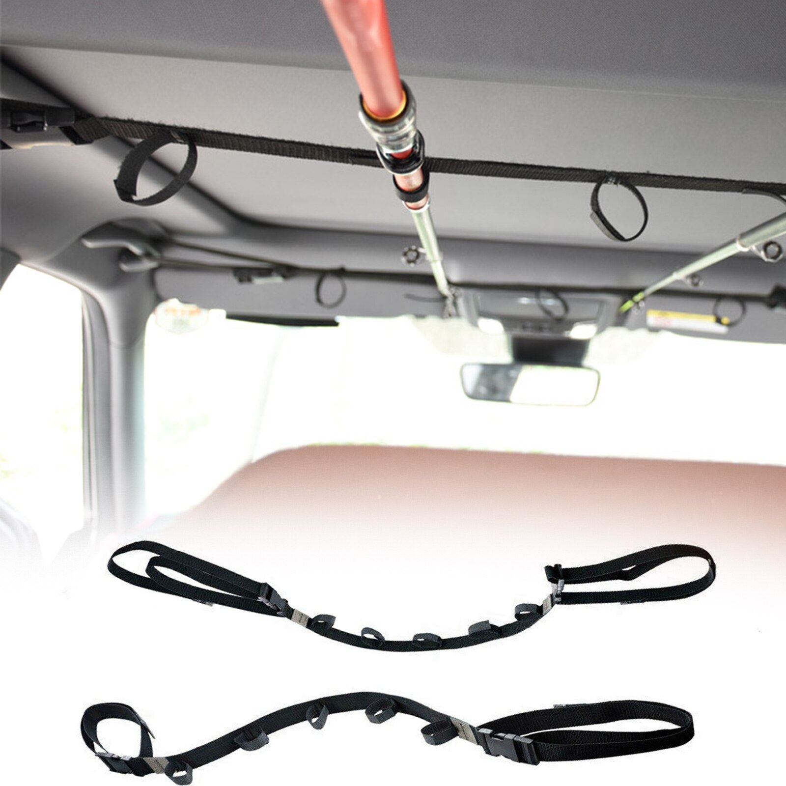 2pcs Fishing Rod Rack 5 Slot Vehicle Fishing Rod Rack Pole Holder Belt Strap ​Carrier Truck Fishing Gear Accessories Save Space