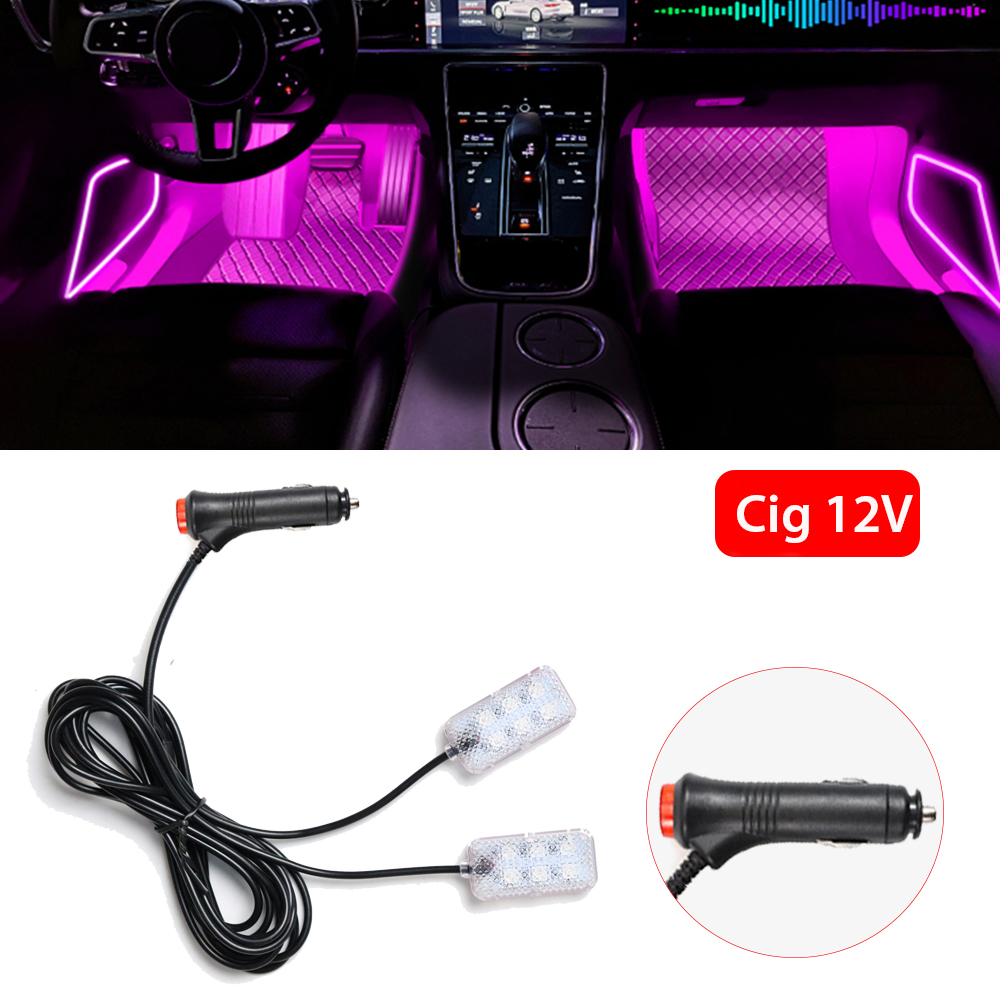 Luz Led ambiental para pie de coche, iluminación de neón, retroiluminación, accesorios para automóvil, luz de ambiente decorativa Interior: 8000 K blanco azul